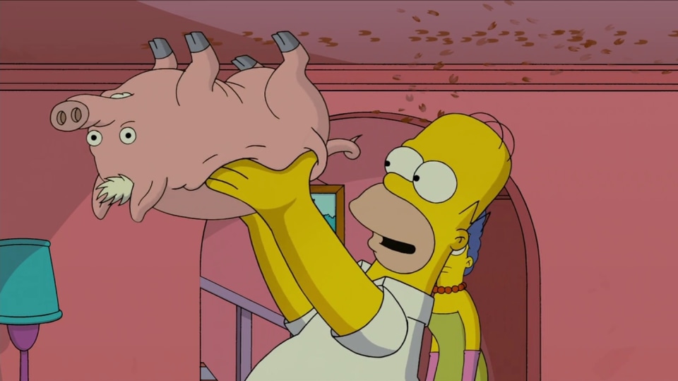 Spider-vepř byl jednou z nečekaných hvězd Simpsonových ve filmu.